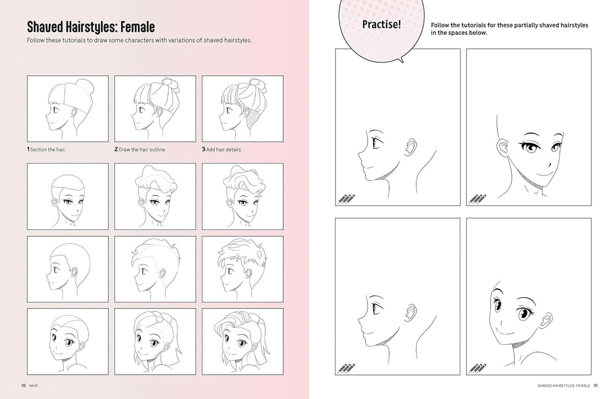 Draw Manga Faces and Heads and Hairstyles Book.