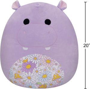 Squishmallows 20 Inch Hanna Purple Hippo Floral Belly