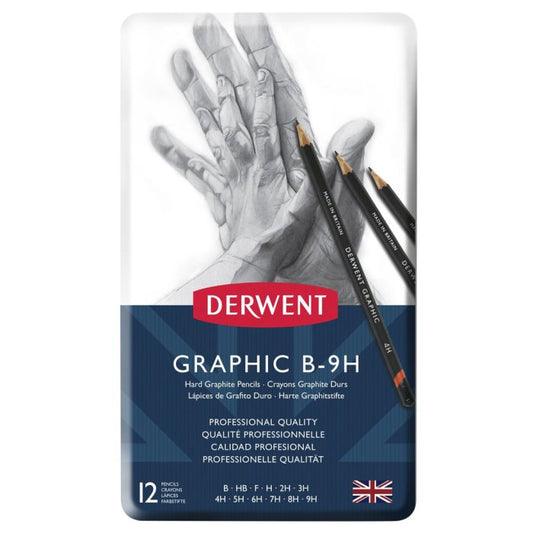 Derwent Graphic Hard Pencils 12 Tin (B-9H)