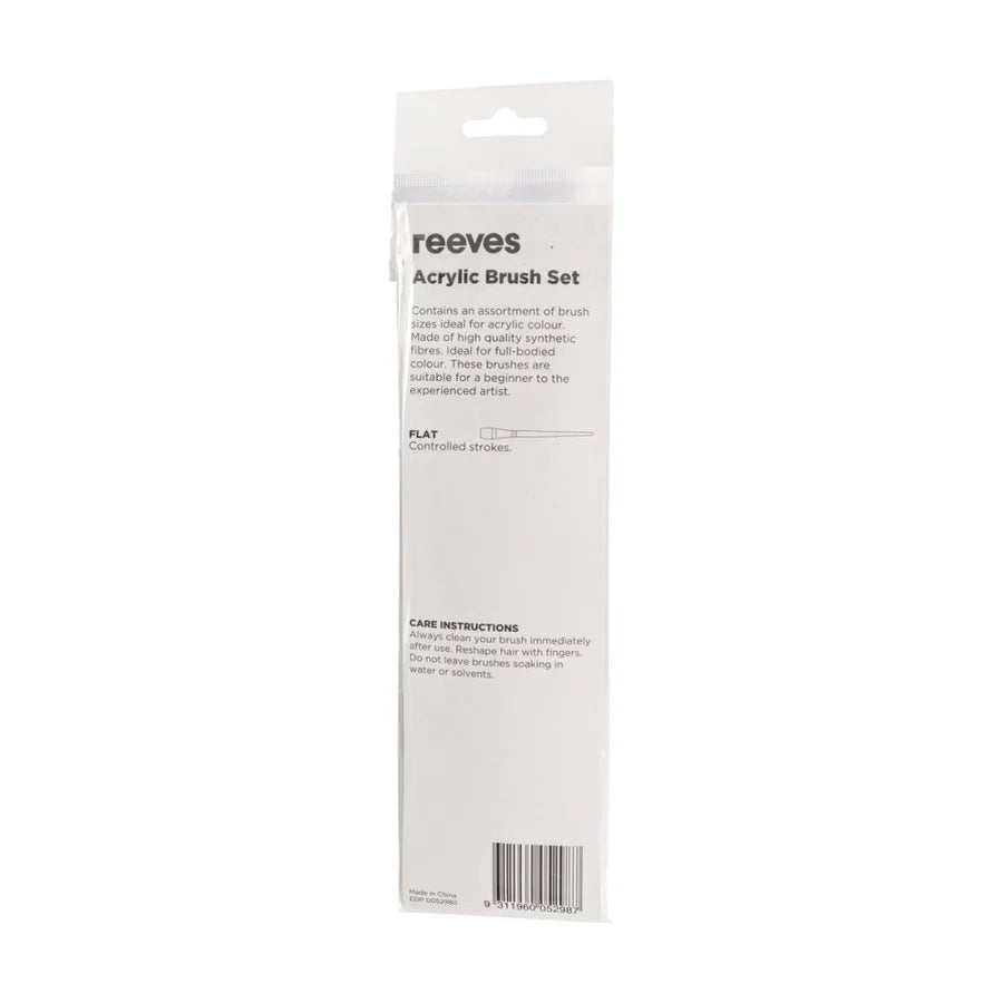 Reeves Acrylic Brush Pack - Short Handle Flat (5 Pack)