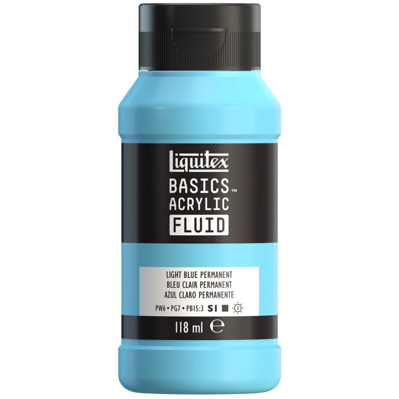 Liquitex Basics Acrylic Fluid Paint - Light Blue Permanent