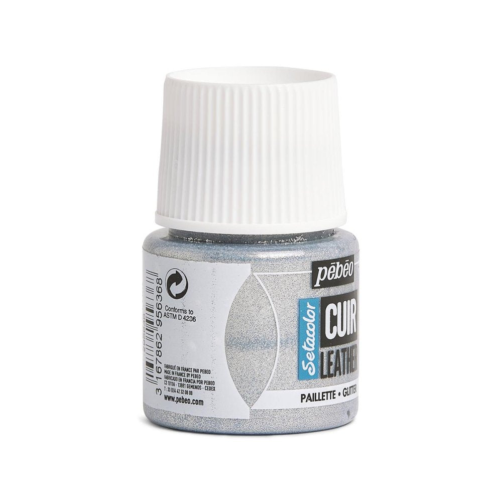 Pebeo Setacolor Leather Paint 45ml - Glitter Silver