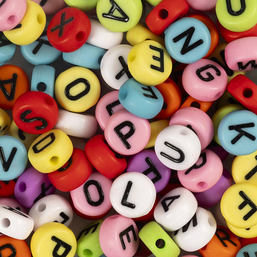 Round letter beads