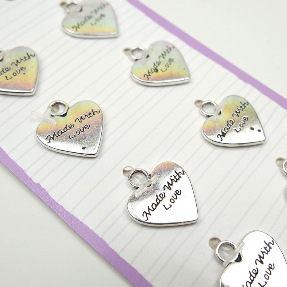 Dovecraft Metal Charms Silver - 'Made With Love'