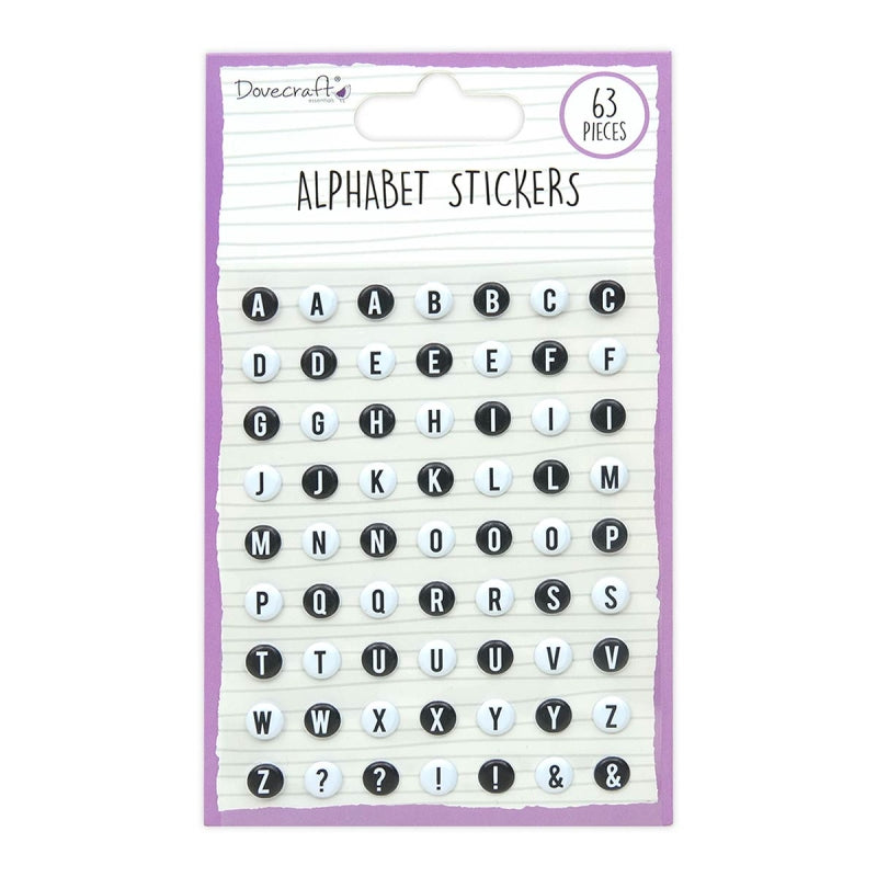 Dovecraft Alphabet Stickers - Black & White