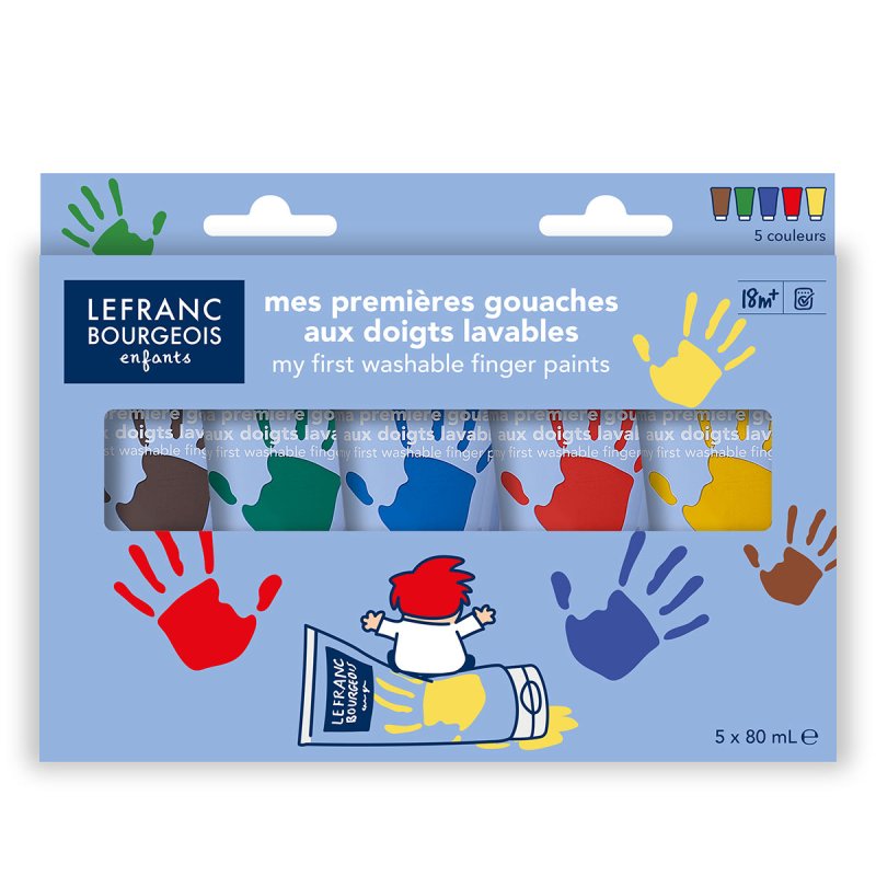 Lefranc Bourgeois Enfants Washable Finger Paint Set (5x80ml)