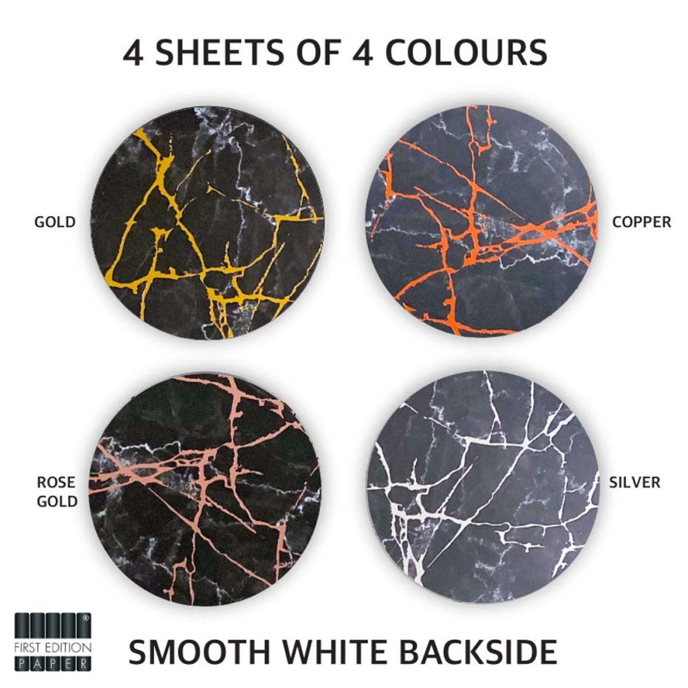 First Edition A4 Foiled Paper Pad Black Marble Effect