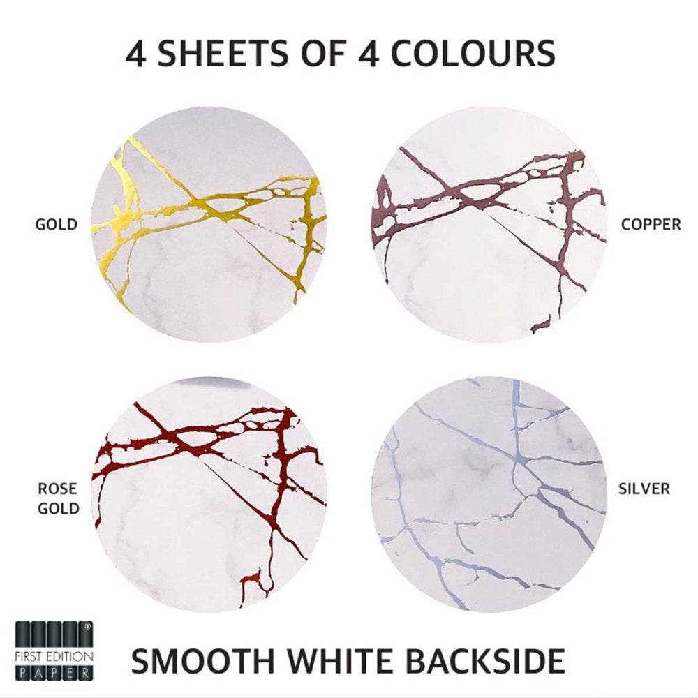 First Edition 6in x 6in Foiled Paper Pad White Marble