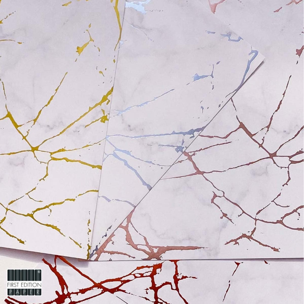 First Edition 6in x 6in Foiled Paper Pad White Marble