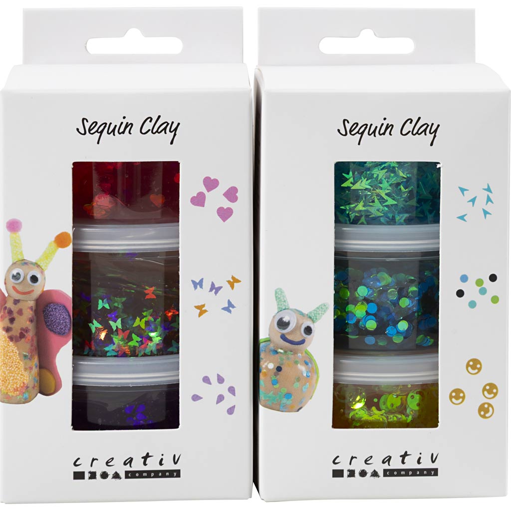 Sequin Clay - Blue/Green Harmony & Purple/Pink Harmony (6 x 60g)