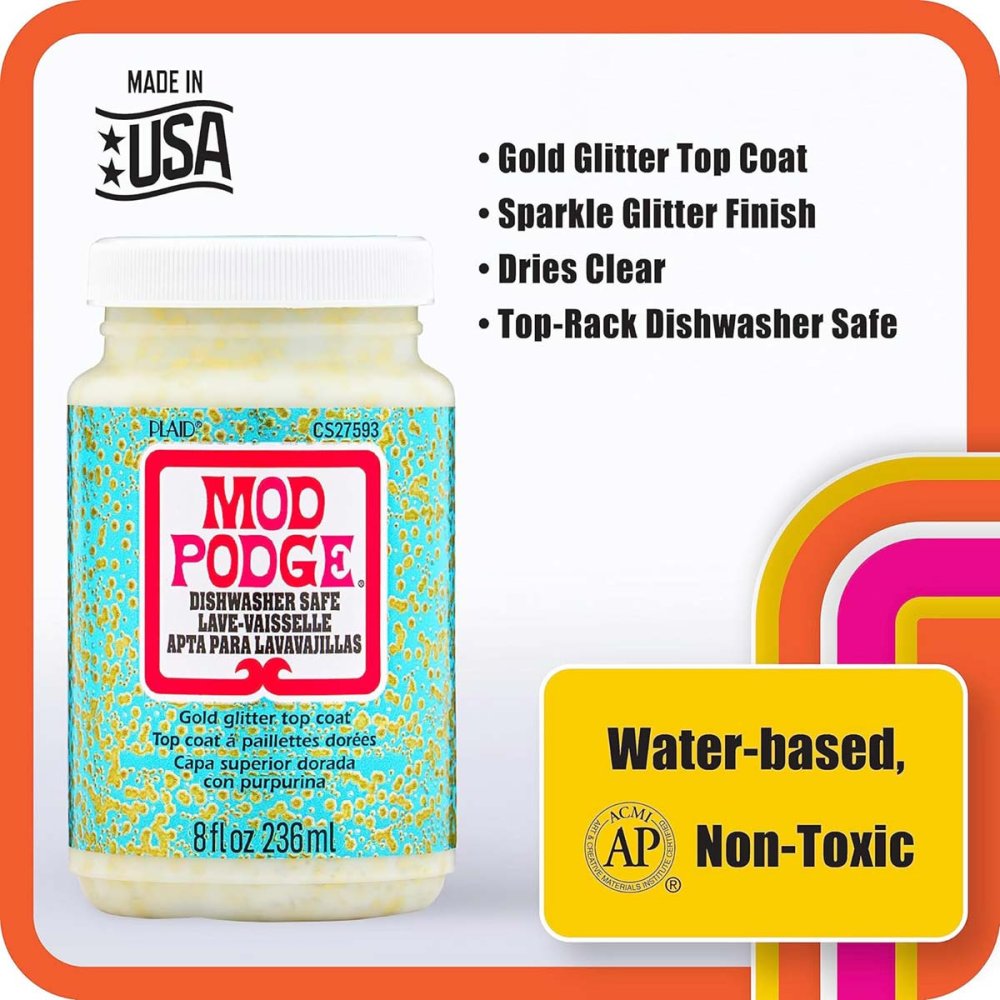 Mod Podge Dishwasher Safe Glitter - Gold 8oz