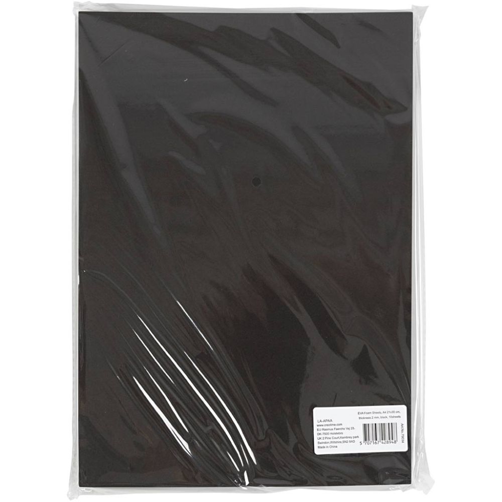 EVA Foam Sheet A4 - Black (10 Pack)