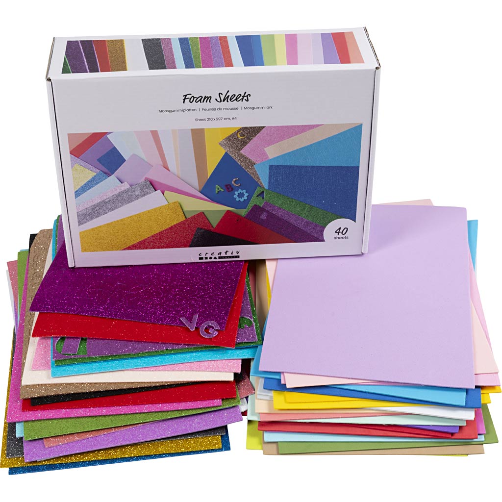 Foam Sheets A4 Sheet 210x297cm - Assorted Colours (40 Sheets)