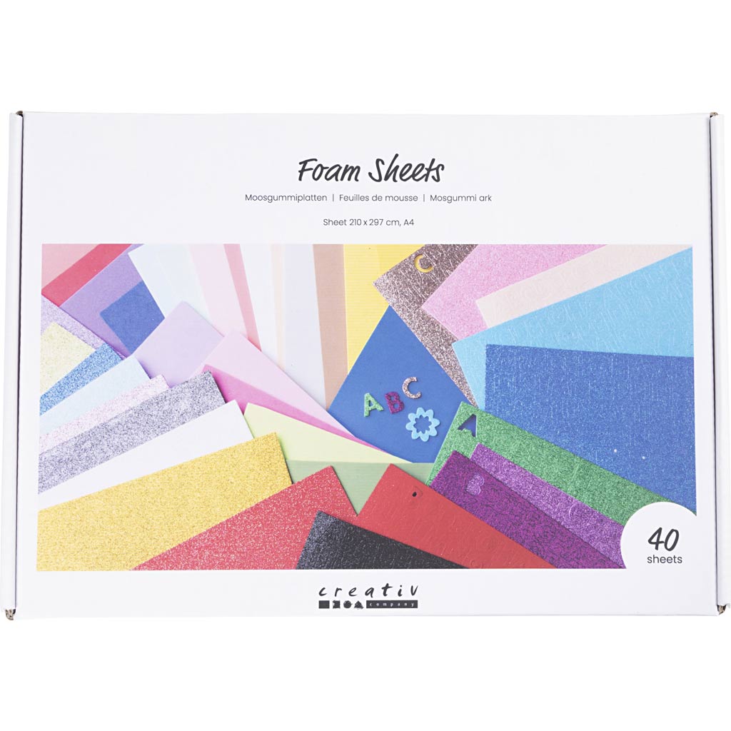 Foam Sheets A4 Sheet 210x297cm - Assorted Colours (40 Sheets)
