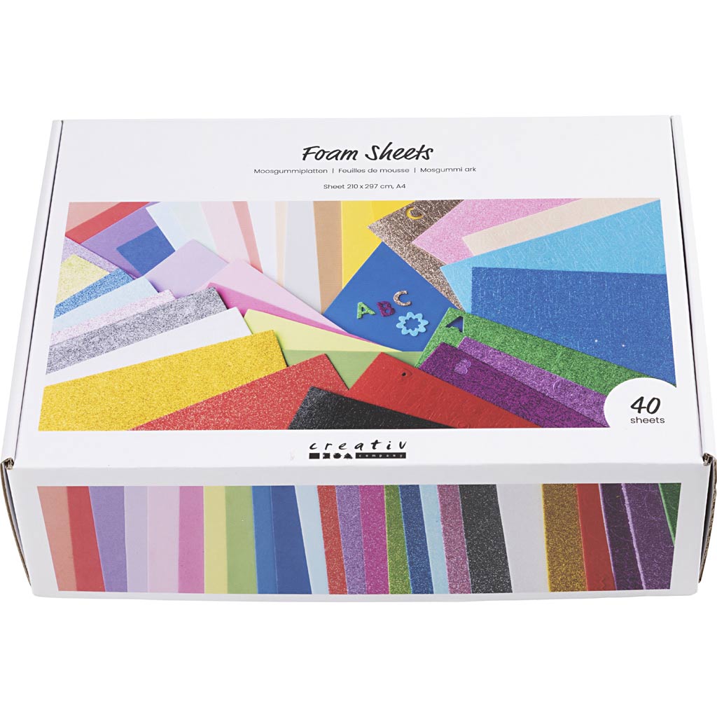 Foam Sheets A4 Sheet 210x297cm - Assorted Colours (40 Sheets)