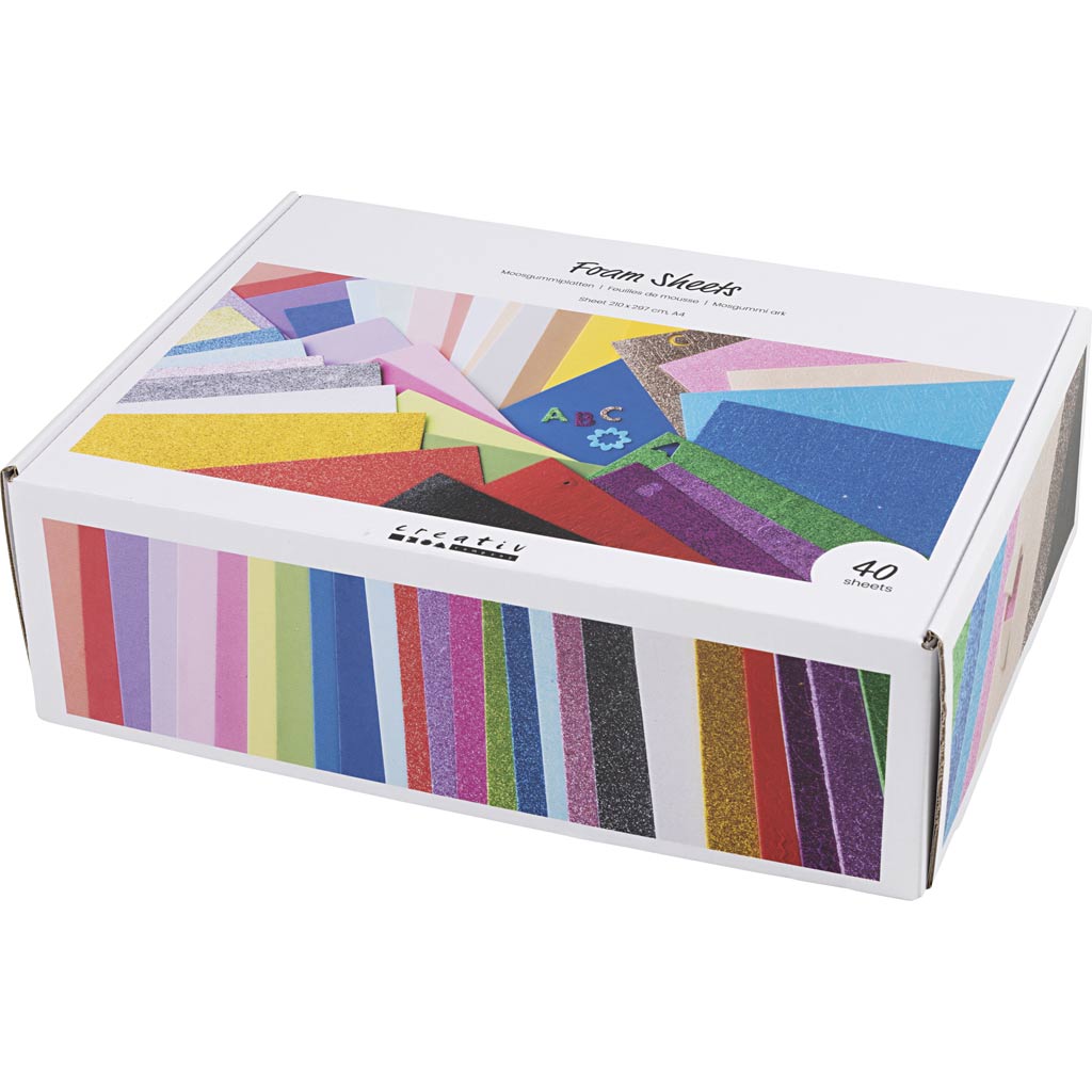 Foam Sheets A4 Sheet 210x297cm - Assorted Colours (40 Sheets)