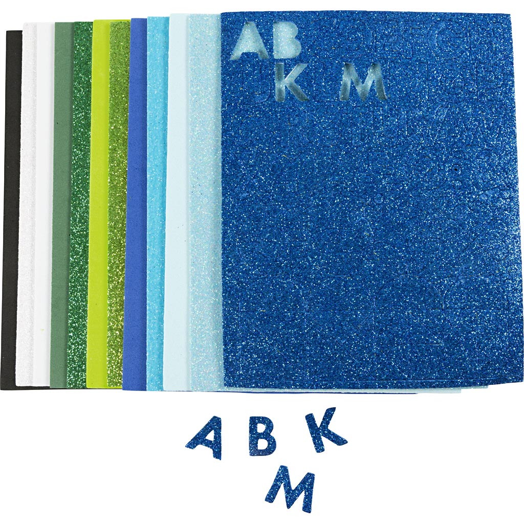Foam Sheets Size 14x25cm Blue/Green Harmony (12 Sheets)