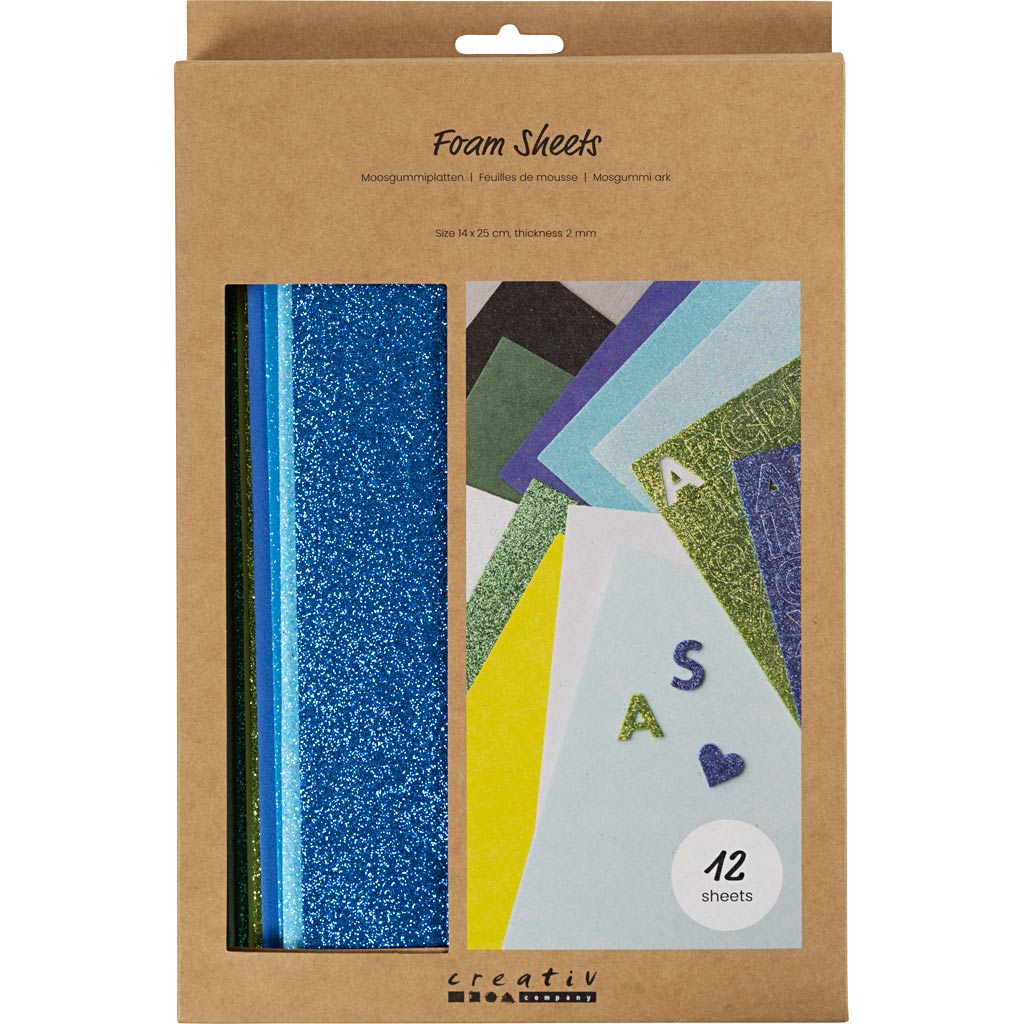 Foam Sheets Size 14x25cm Blue/Green Harmony (12 Sheets)