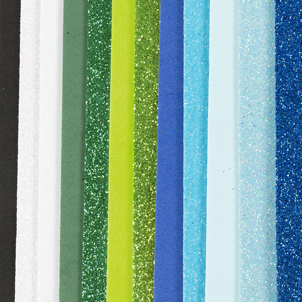 Foam Sheets Size 14x25cm Blue/Green Harmony (12 Sheets)