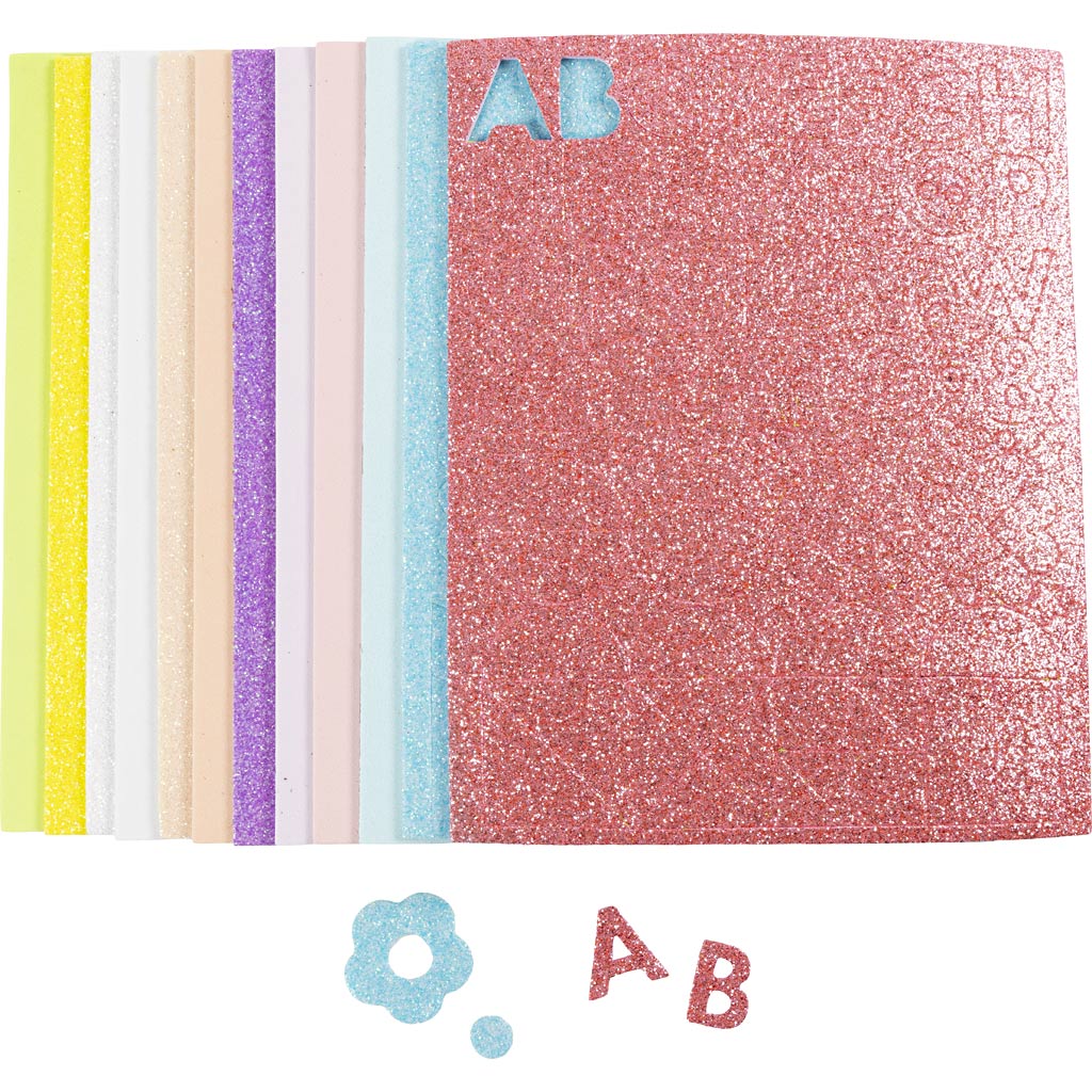 Foam Sheets Size 14x25cm Thickness 2mm - Pastel Colours (12 Sheets)