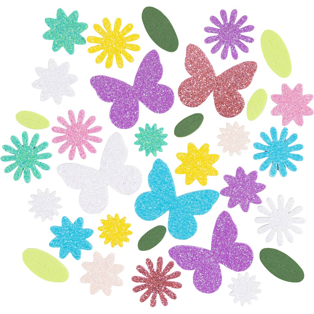 Foam Stickers - Butterfly Flower Leaf (120 Pack)