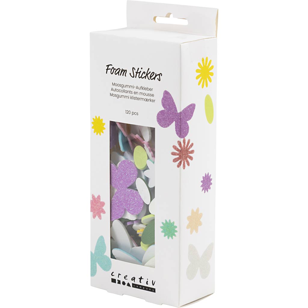 Foam Stickers - Butterfly Flower Leaf (120 Pack)