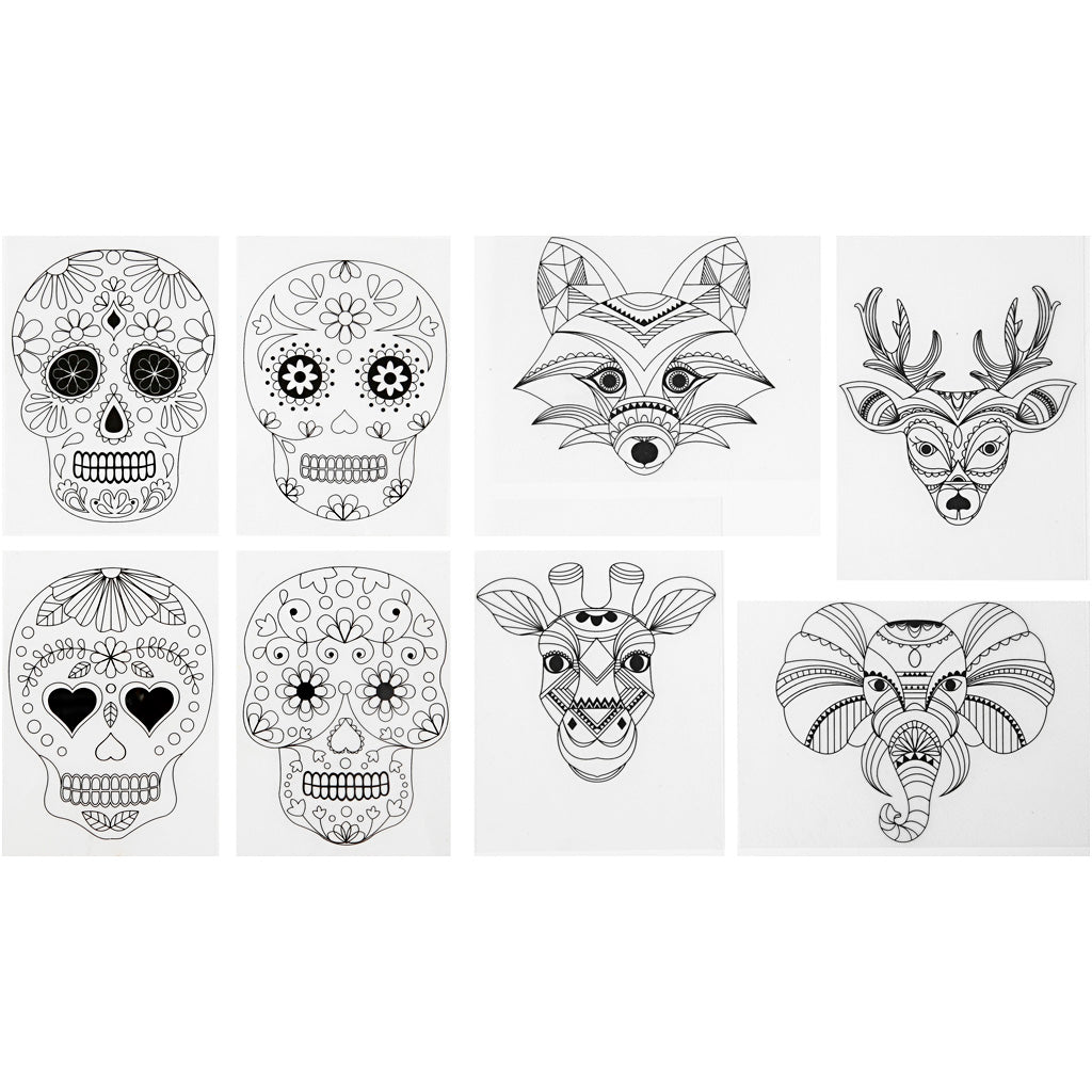 Shrink plastic sheets with motifs