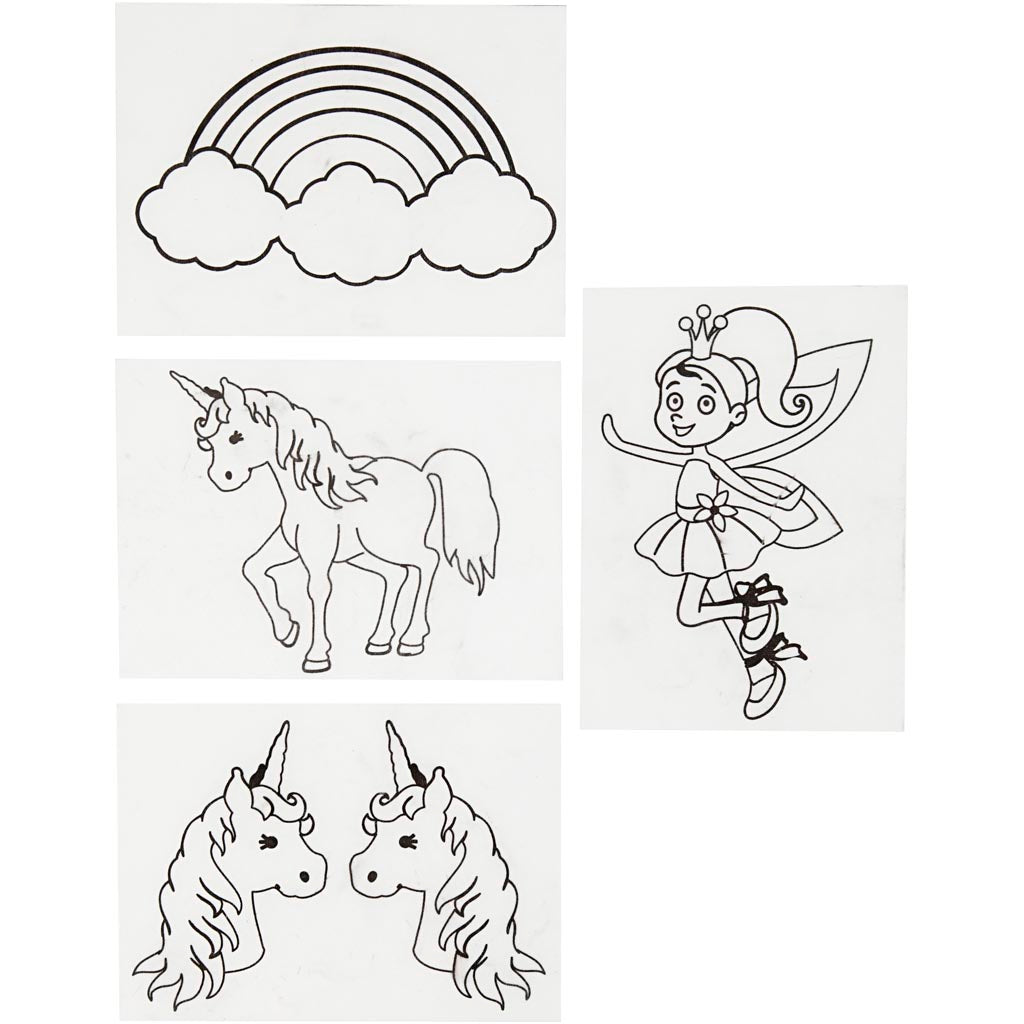 Shrink plastic sheets with motifs
