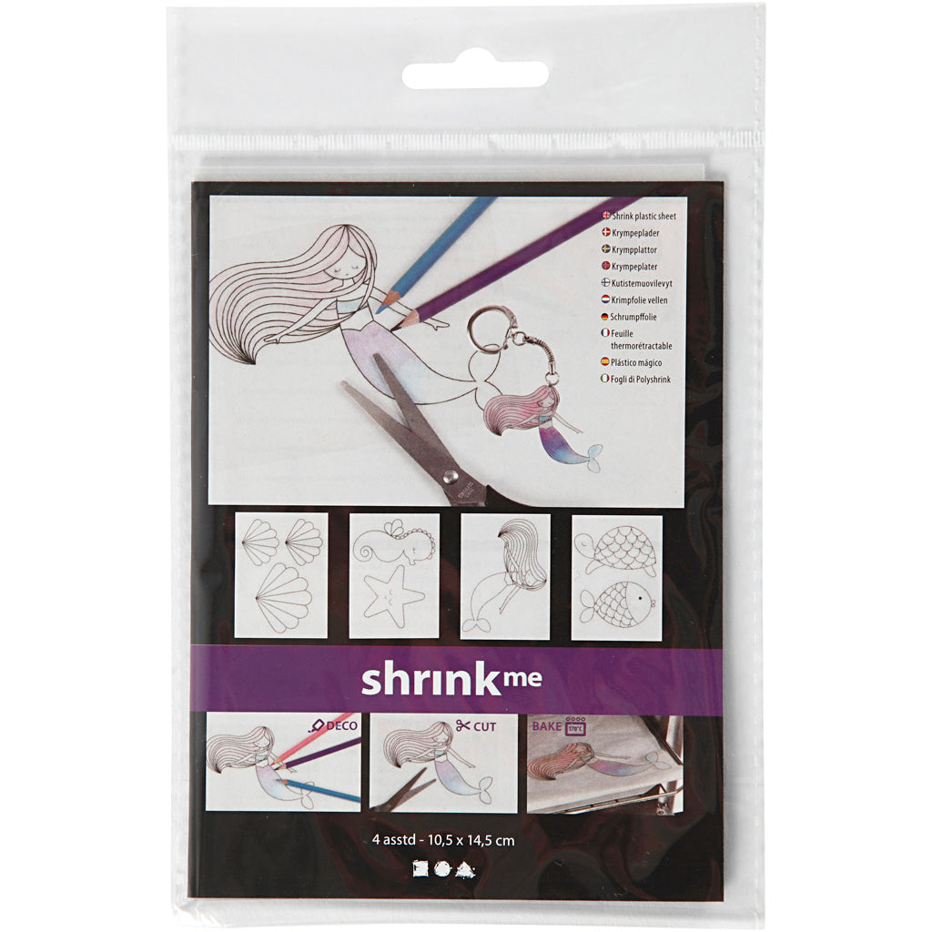 Shrink plastic sheets with motifs