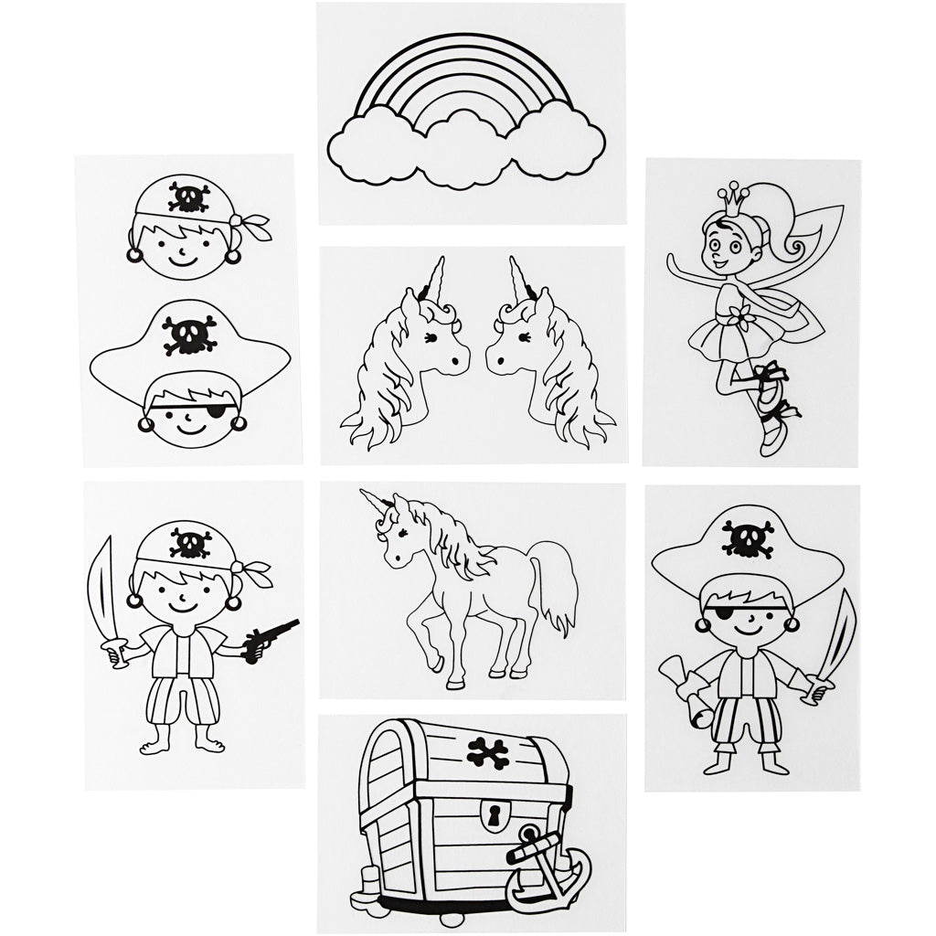 Shrink plastic sheets with motifs