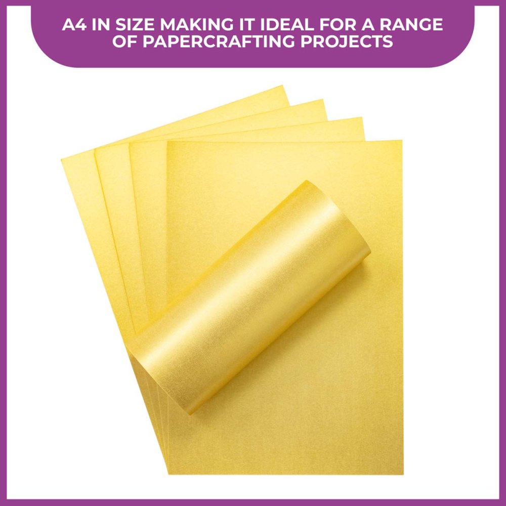 Crafter's Companion Centura Pearl Metallic A4 Card 10 Pack - Pale Gold