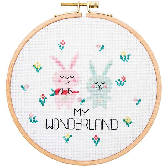 Rico Design embroidery kit rabbit pair Wonderland 15.5cm