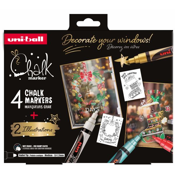 Uni-ball Chalk Marker Window Decoration Set - Traditional