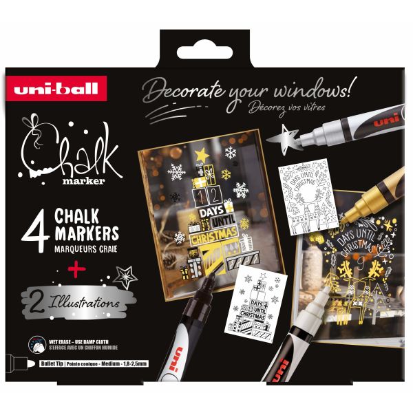 Uni-ball Medium Tip Chalk Marker Window Decoration Set