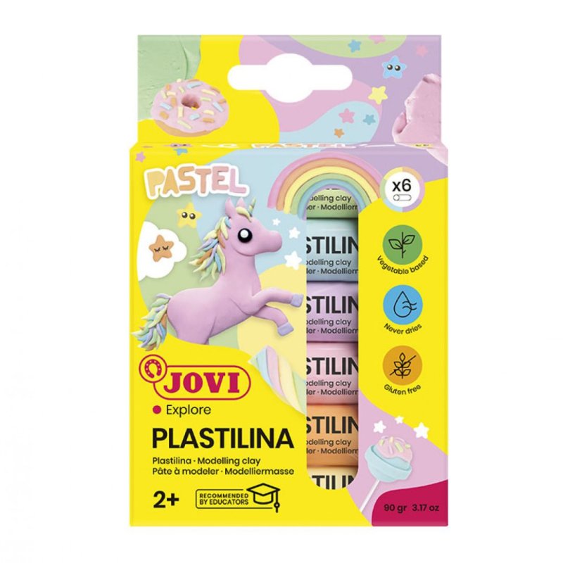Jovi Plastilina Box - Assorted Pastel Colours 15g (6 Bars)