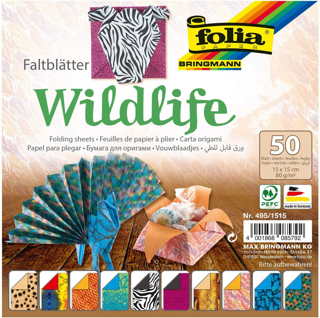 Folding Origami Papers 80gm - Wildlife (50 Sheets)