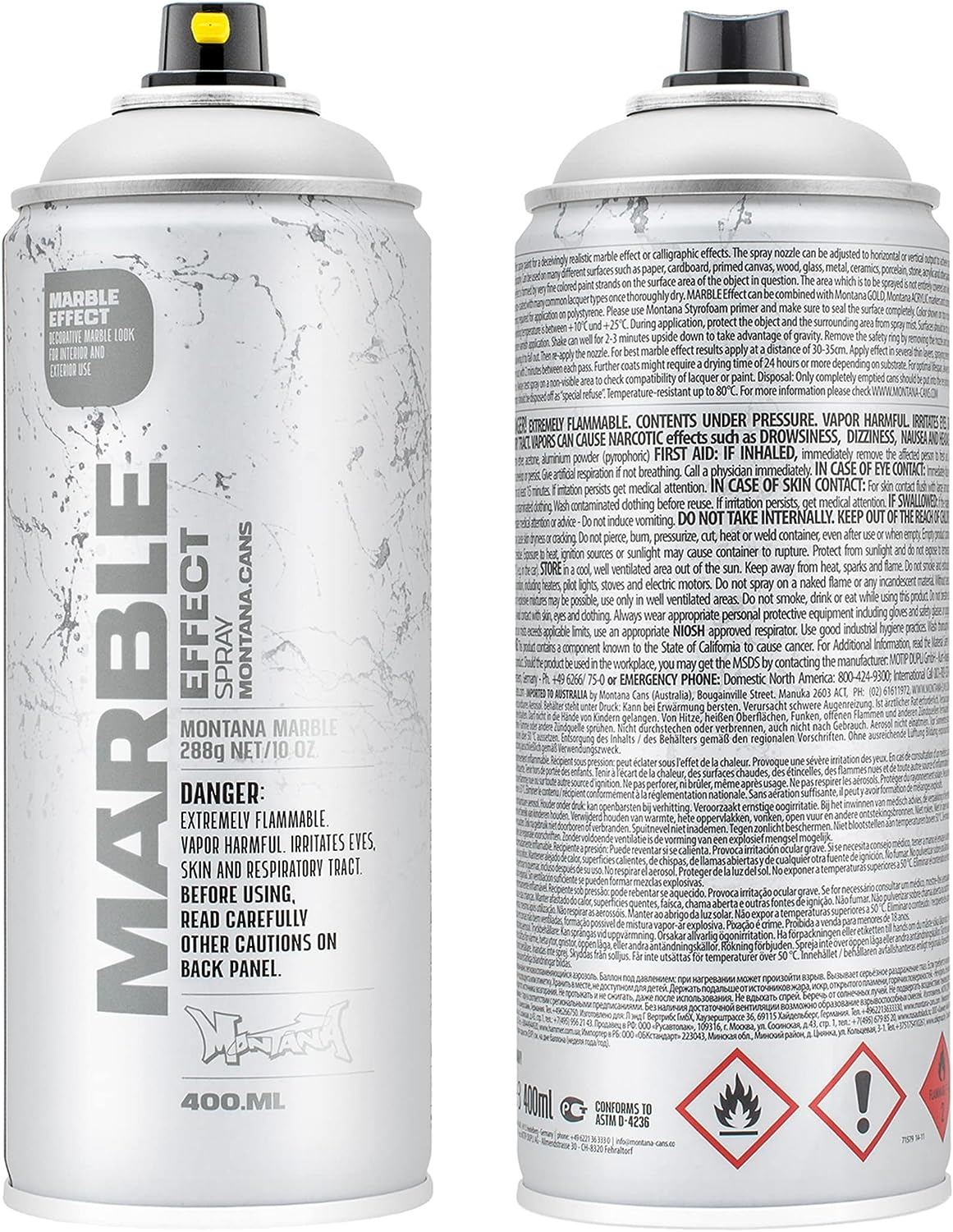 Bombe Peinture Montana Cans Effet Marbre Blanc - 400ml, Référence EM9100, Neuve