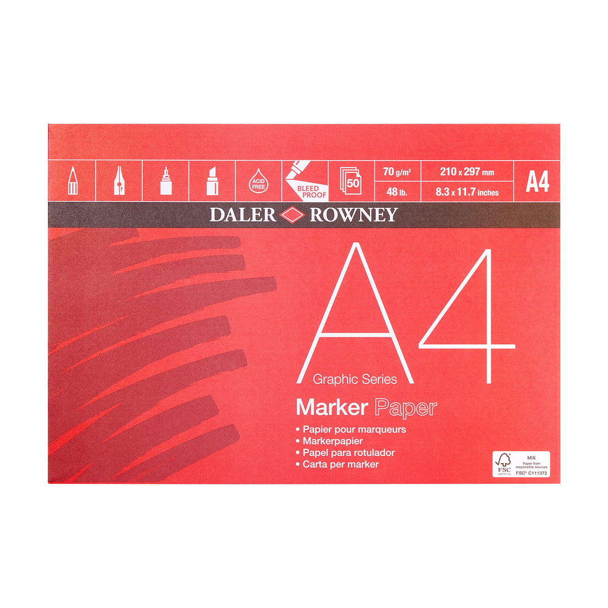 Daler Rowney Graphic Series Marker 70gsm A4 Pad (50 Sheets)