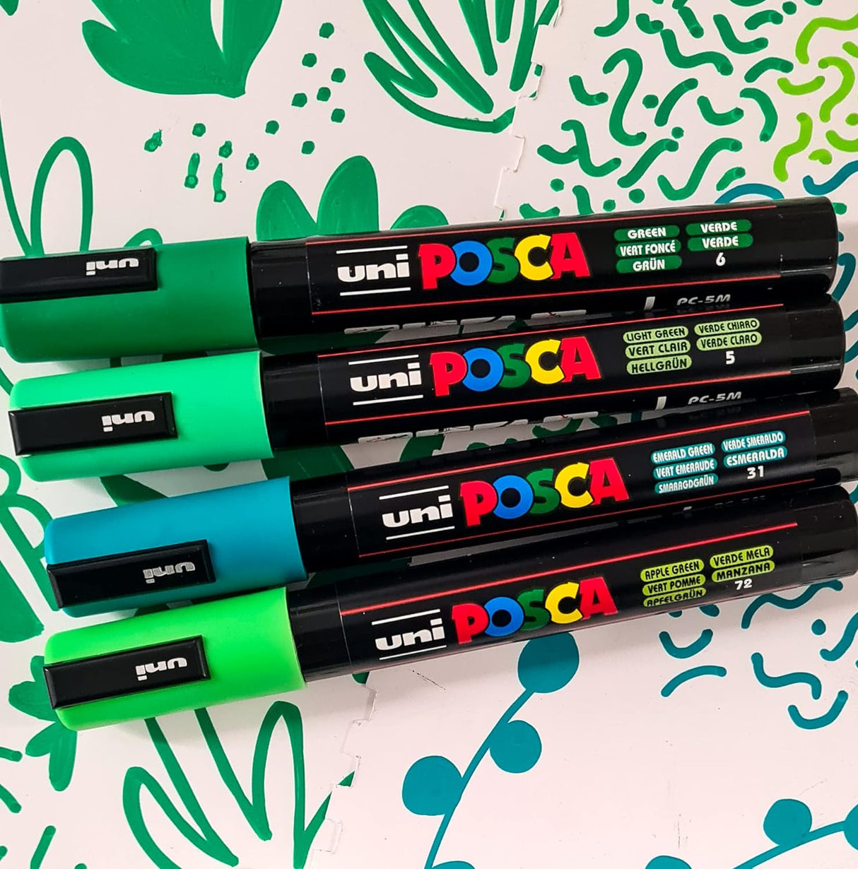 Posca PC-5M Medium Bullet Tip Paint Marker - 4 Pack Green Mix