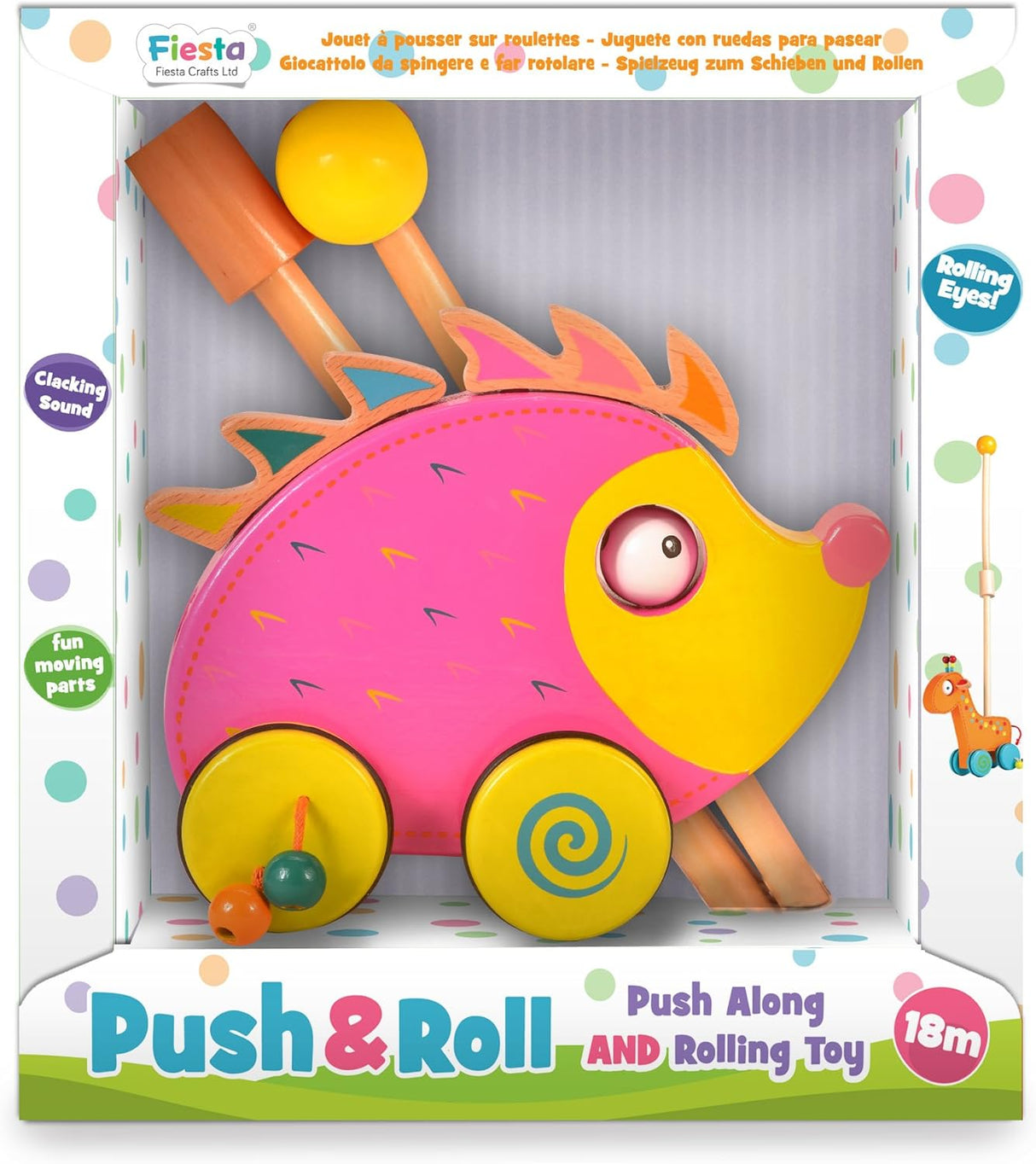 Fiesta Crafts Hedgehog Push N Roll Along Toy