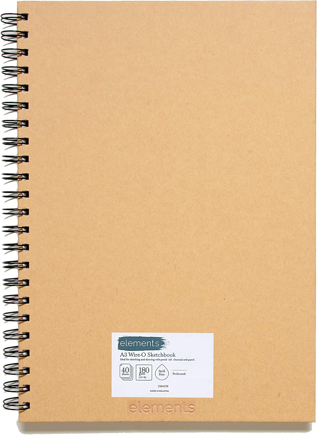 Elements A4 Wire-O Sketchbook 40s 180gsm - Kraft