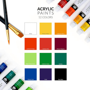 Essentials Acrylic Paint Set 12 X 12Ml With Brush
