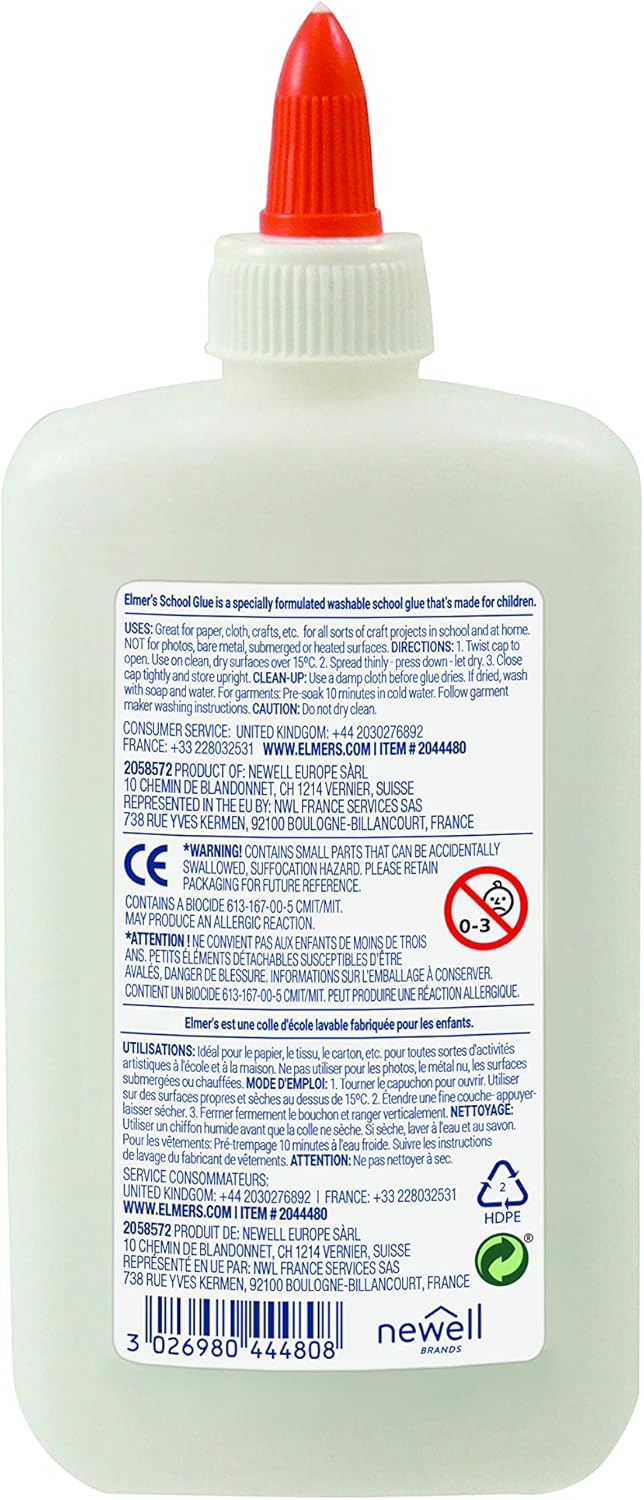 Elmers School & Slime Glue 225ml - White