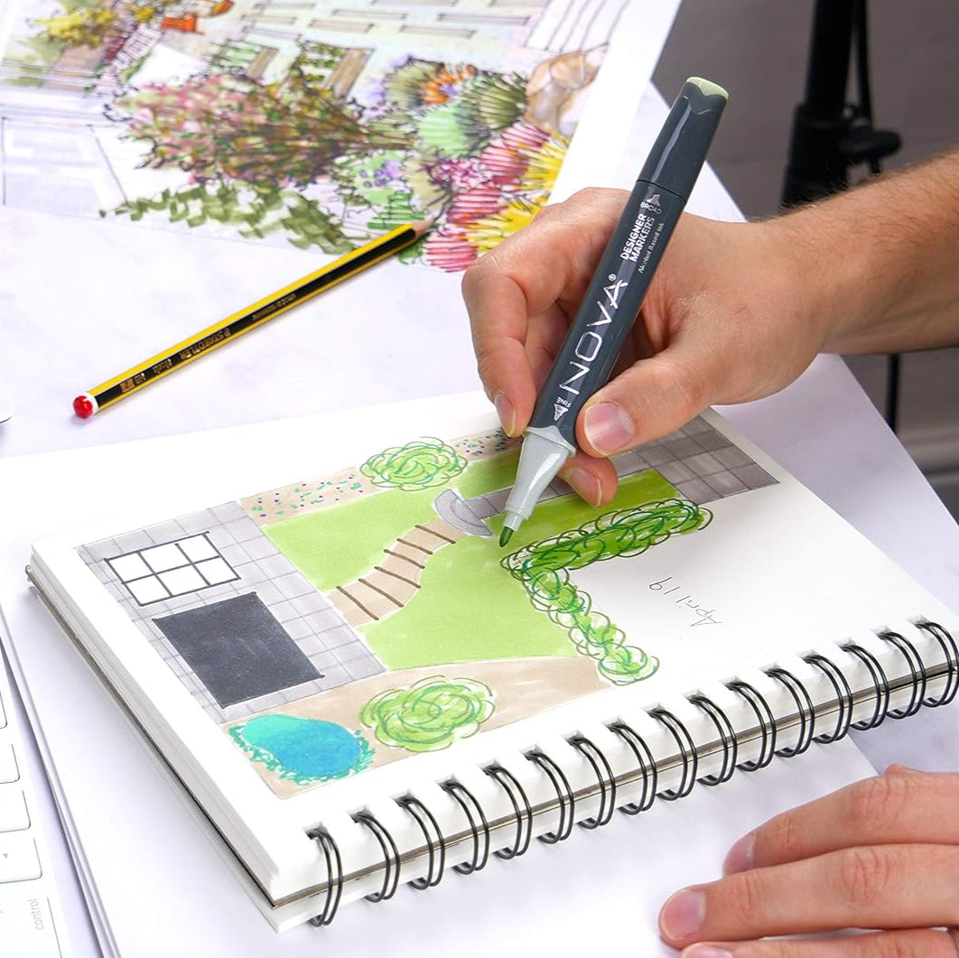 Nova Sketch Dual Tip Alcohol Markers - Nature (24 Pack)