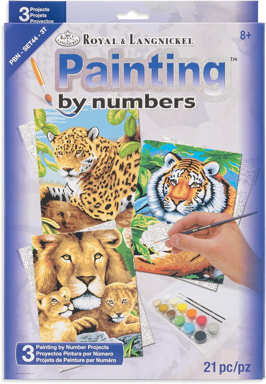 Royal & Langnickel 3 Piece Paint By Numbers Junior Jungle Cats Set