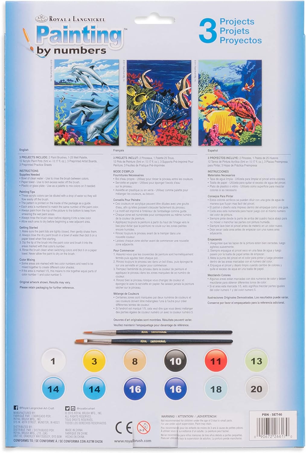 Royal & Langnickel 3 Piece Paint By Numbers Junior Sealife Set