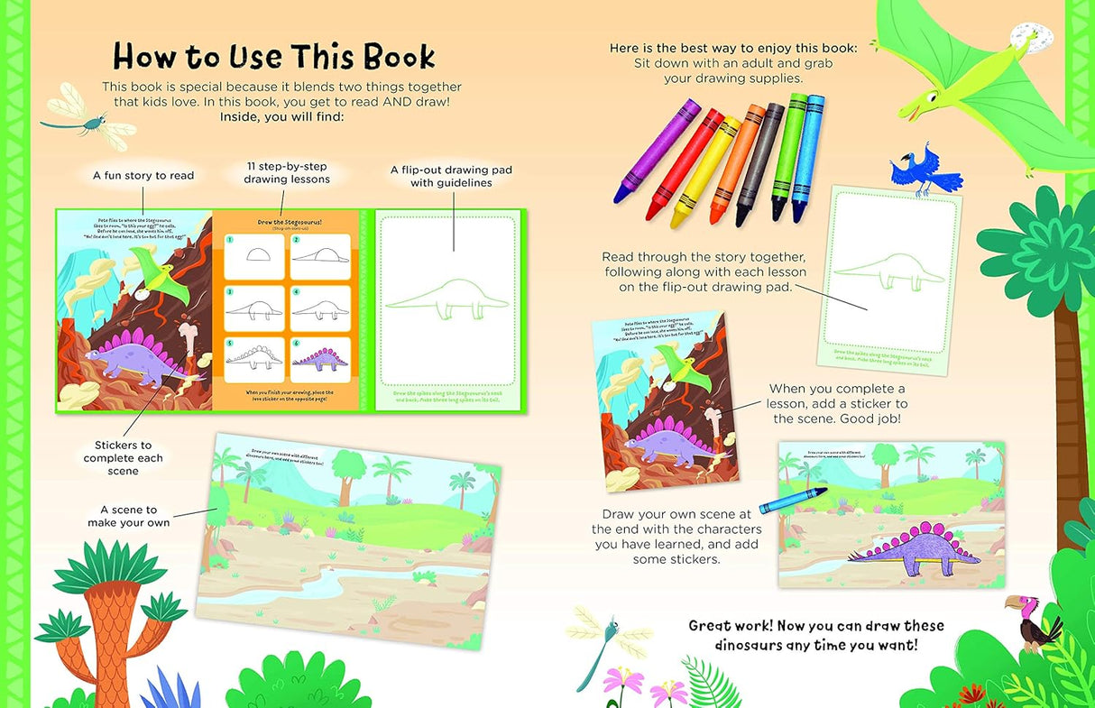 Watch Me Read & Draw: Dinosaurs Book