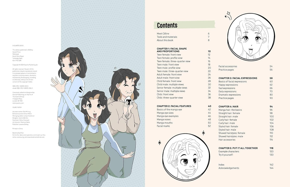 Draw Manga Faces and Heads and Hairstyles Book.