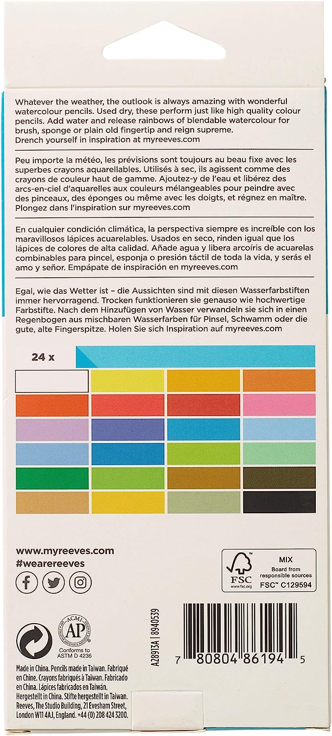 Reeves Watercolour Pencils (24 Assorted)