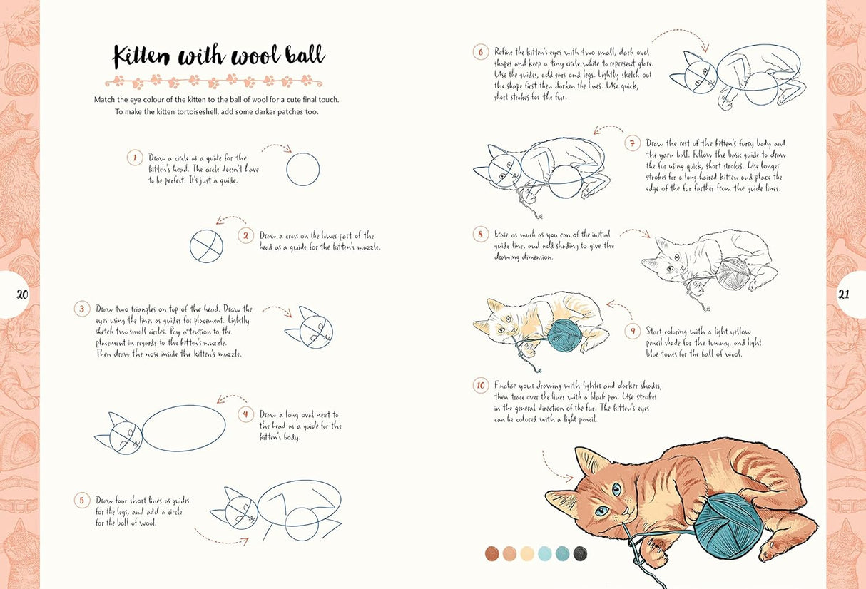 10 Step Drawing: Cats Book